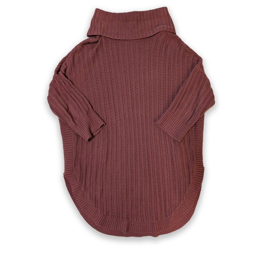 Express Turtle Neck Rust Red Knit Sweater 3/4 Sleeve Pullover Women's Size Large